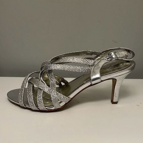 Alfani Alisa Silver Sparkly Strappy Heel Sandals Size 7.5M - Picture 7 of 12